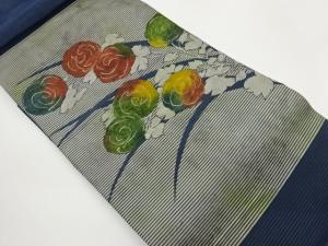 絽花葉模様織出し名古屋帯